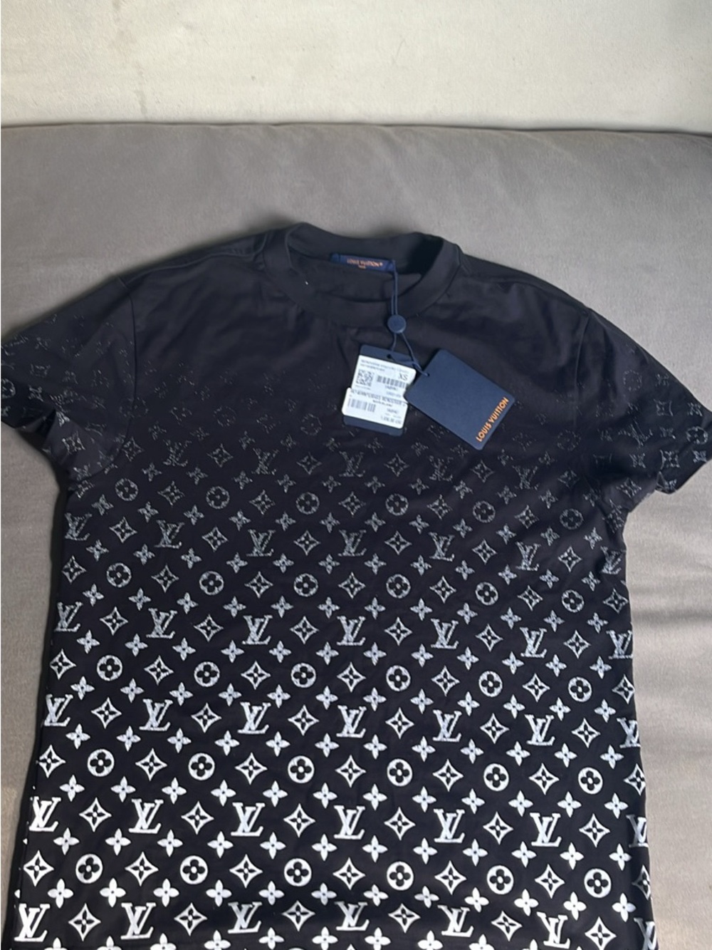 Louis Vuitton Black & White Monogram Gradient Short Sleeve Tee